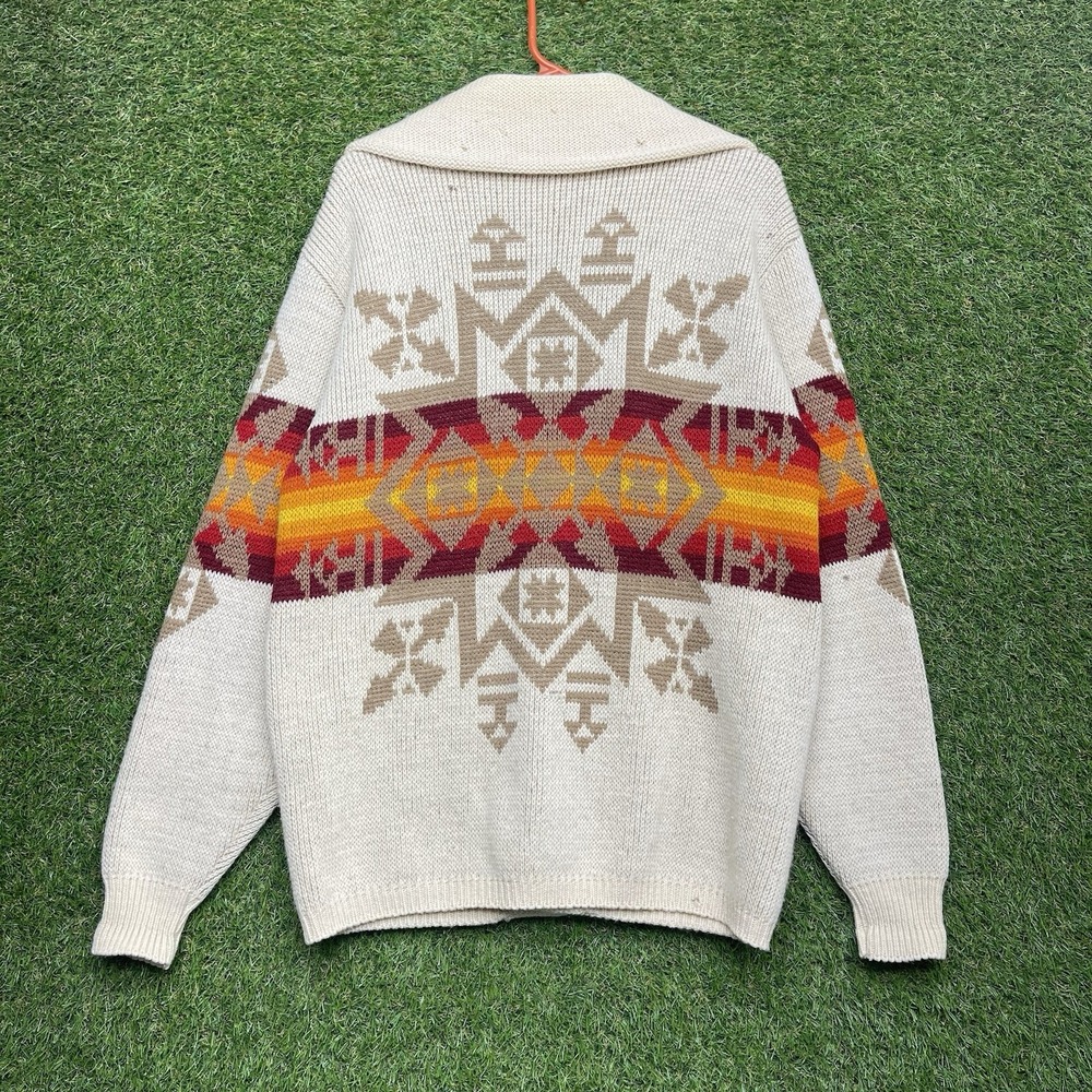 Vintage Pendleton Sweater Mens Small Aztec Cardigan 100% Virgin Wool Original - Picture 11 of 14